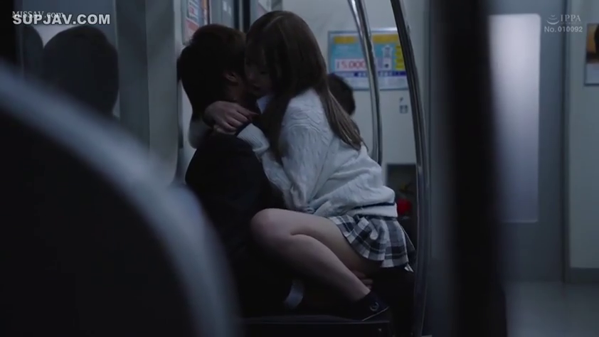 Medium shot · Train carriage · dim · Seat · Side face · 亲热 · Japanese school uniform · Straddle Hug