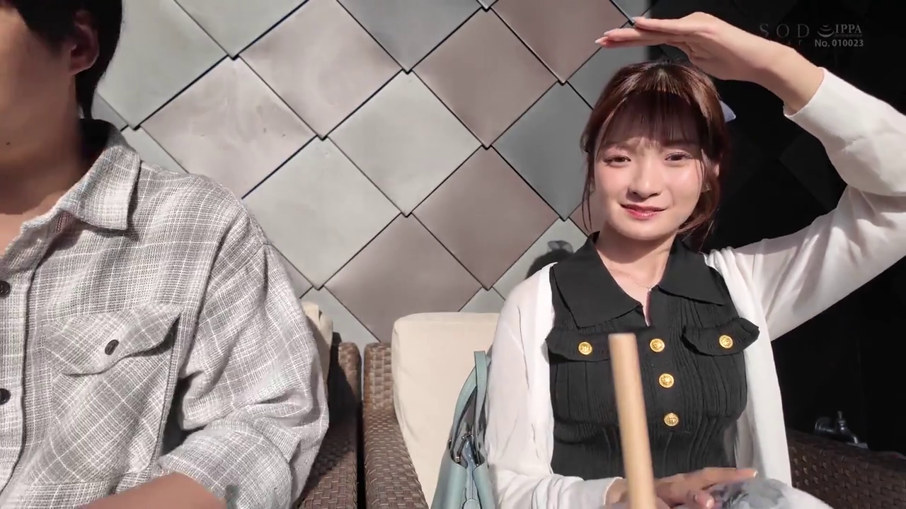 坐姿 · 交谈 · 微笑 · 半身 · 提包 · 格纹衬衫 · 室外 · 阳光