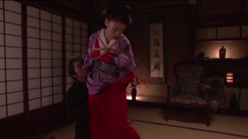 和室 · 捆绑 · BDSM · 紫色和服 · 木然 · 粗绳 · 悬空 · 绳结