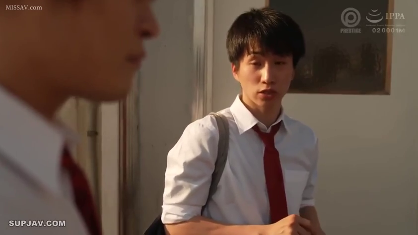 交谈 · 严肃 · 站立 · 红领带 · 双肩包 · 学校走廊 · 男学生