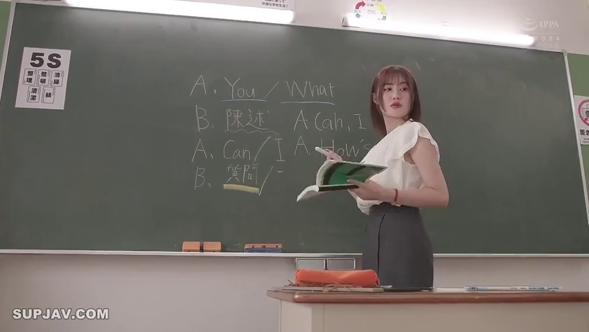 Classroom · Medium shot · Standing Posture · 平静 · 包臀裙 · Book · Teacher uniform · 写黑板